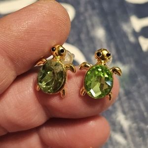 Cute turtle CZ earring studs